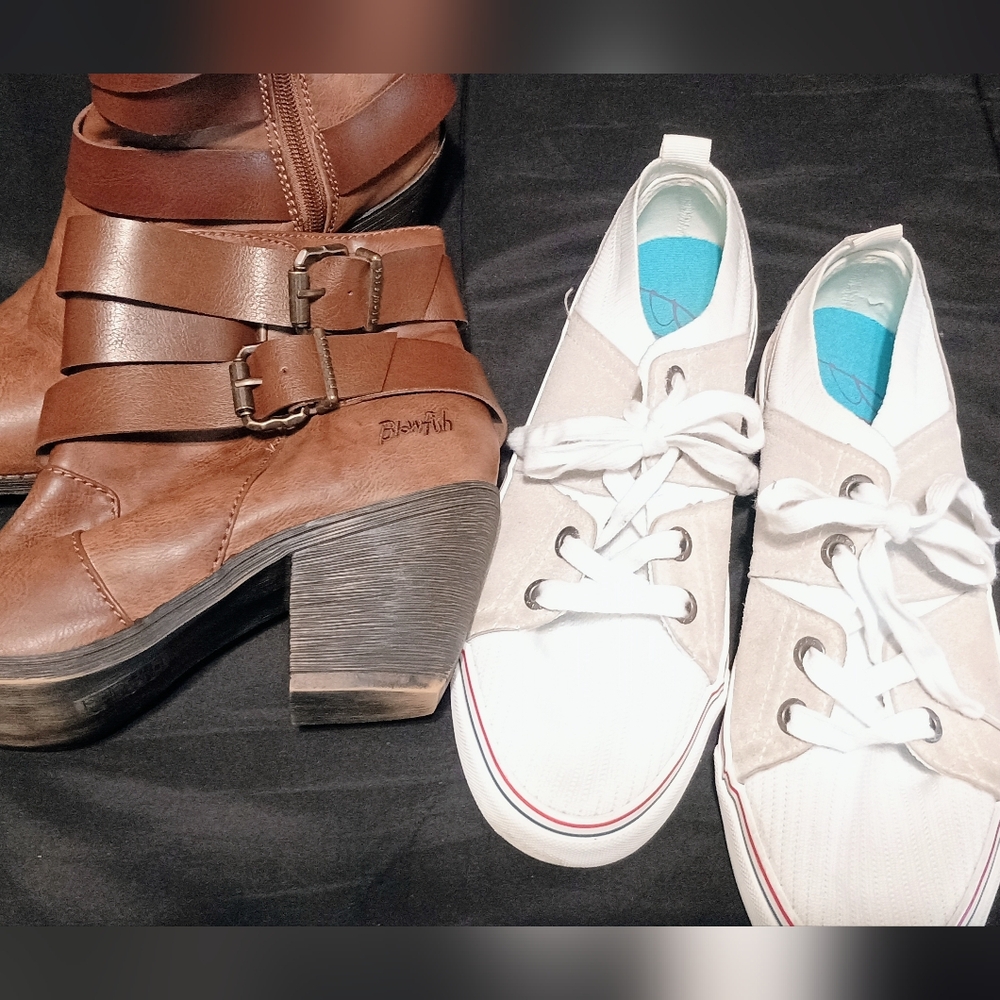 Blowfish Sz 9.5 Bundle Of 2pr Ankle Boots/ Boat Shoes